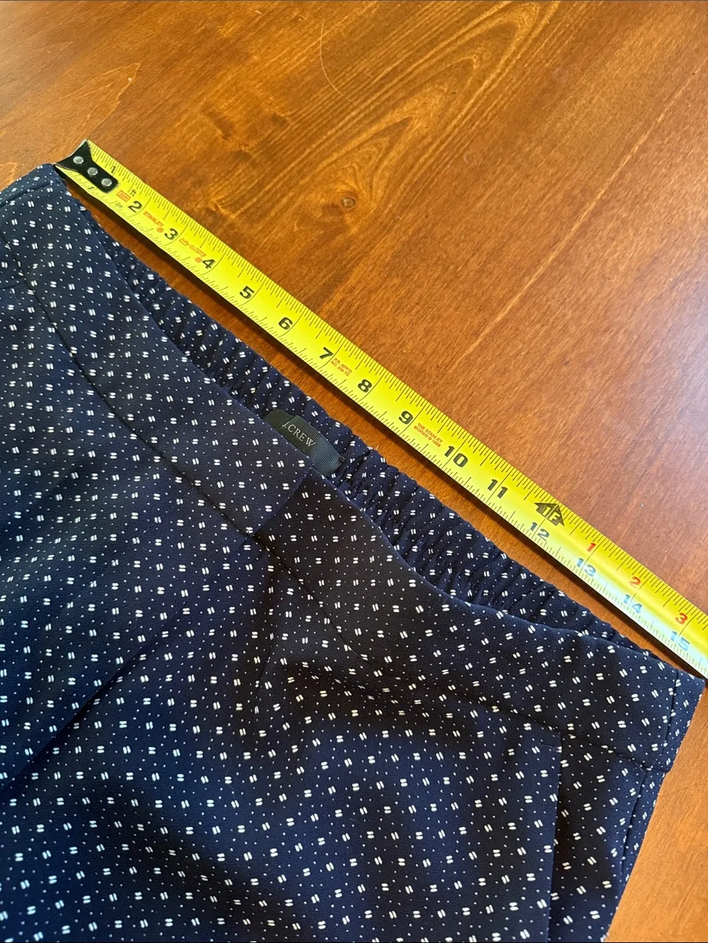 J Crew Navy Blue Micro Dot Patterned Ankle Pant Sz 14